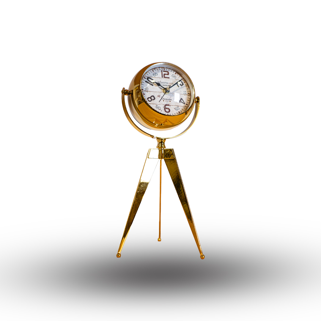 Golden Tripod Standing Clock