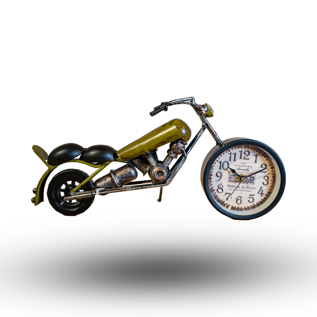 Golden Motorcycle Wheel Desk Clock