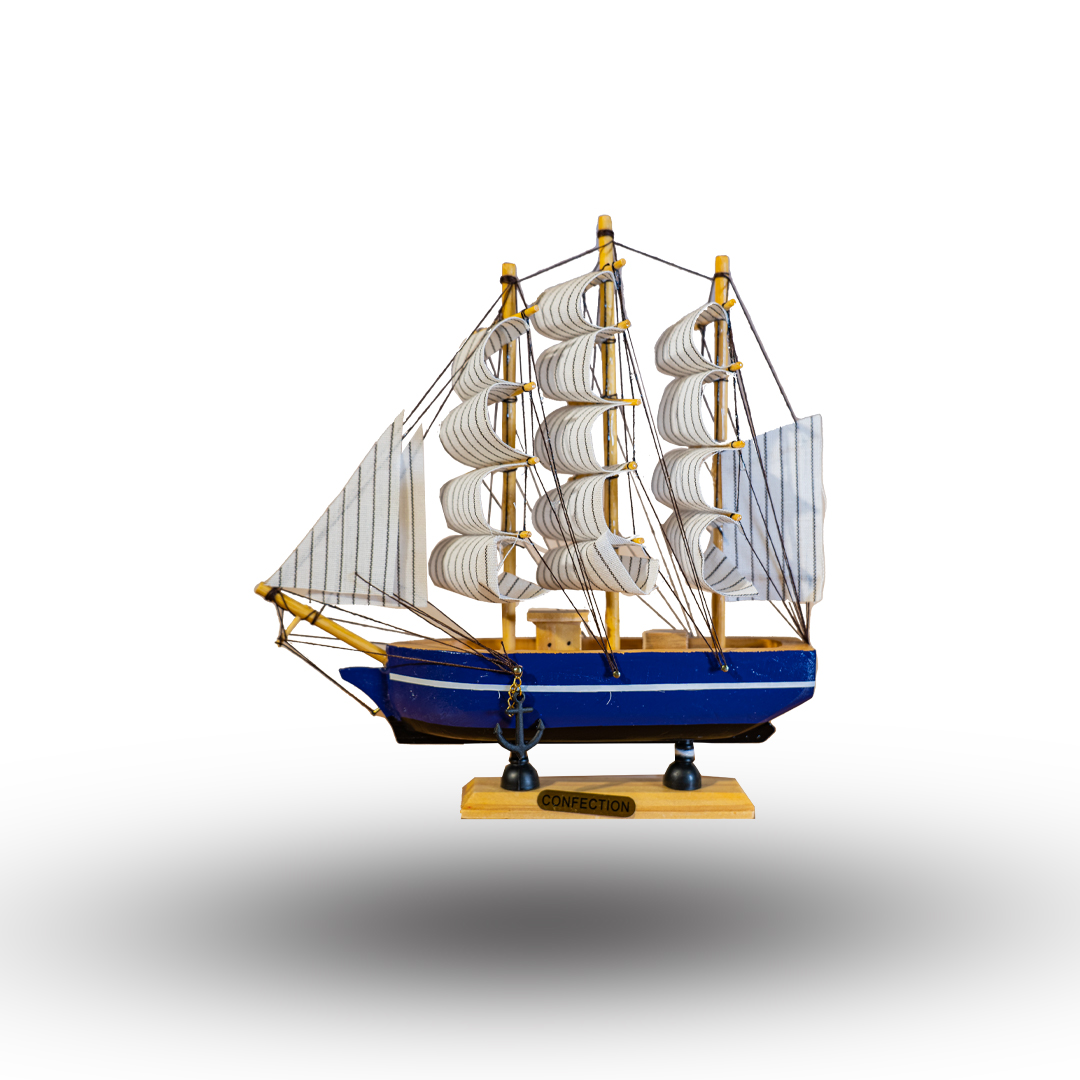 Nautical Blue Galleon Sailboat