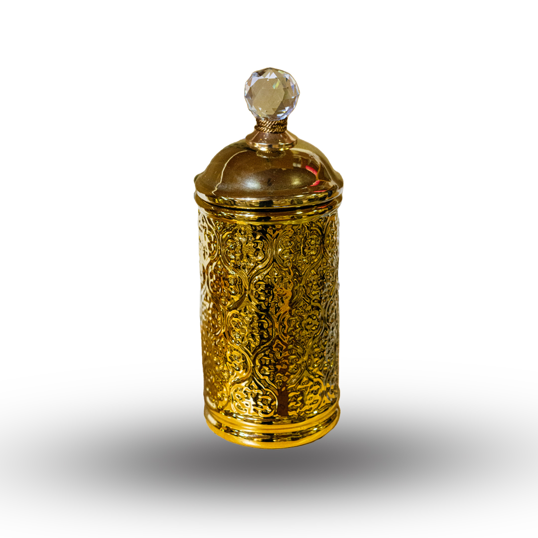 Regal Gold Jar with Crystal Top