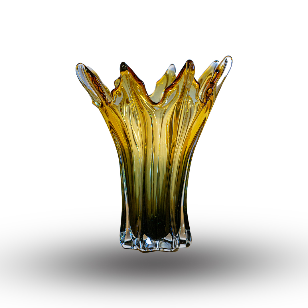 Molten Amber Art Glass Vase