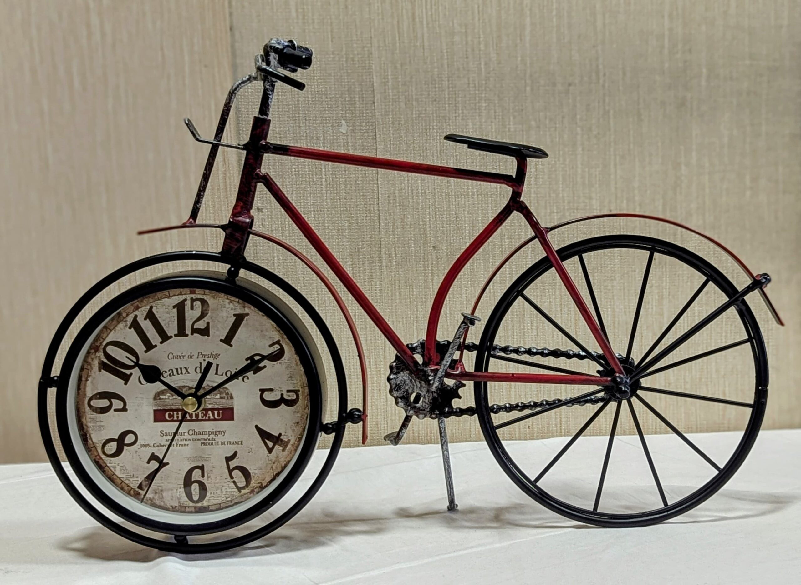 Distressed Red Metal Table Clock