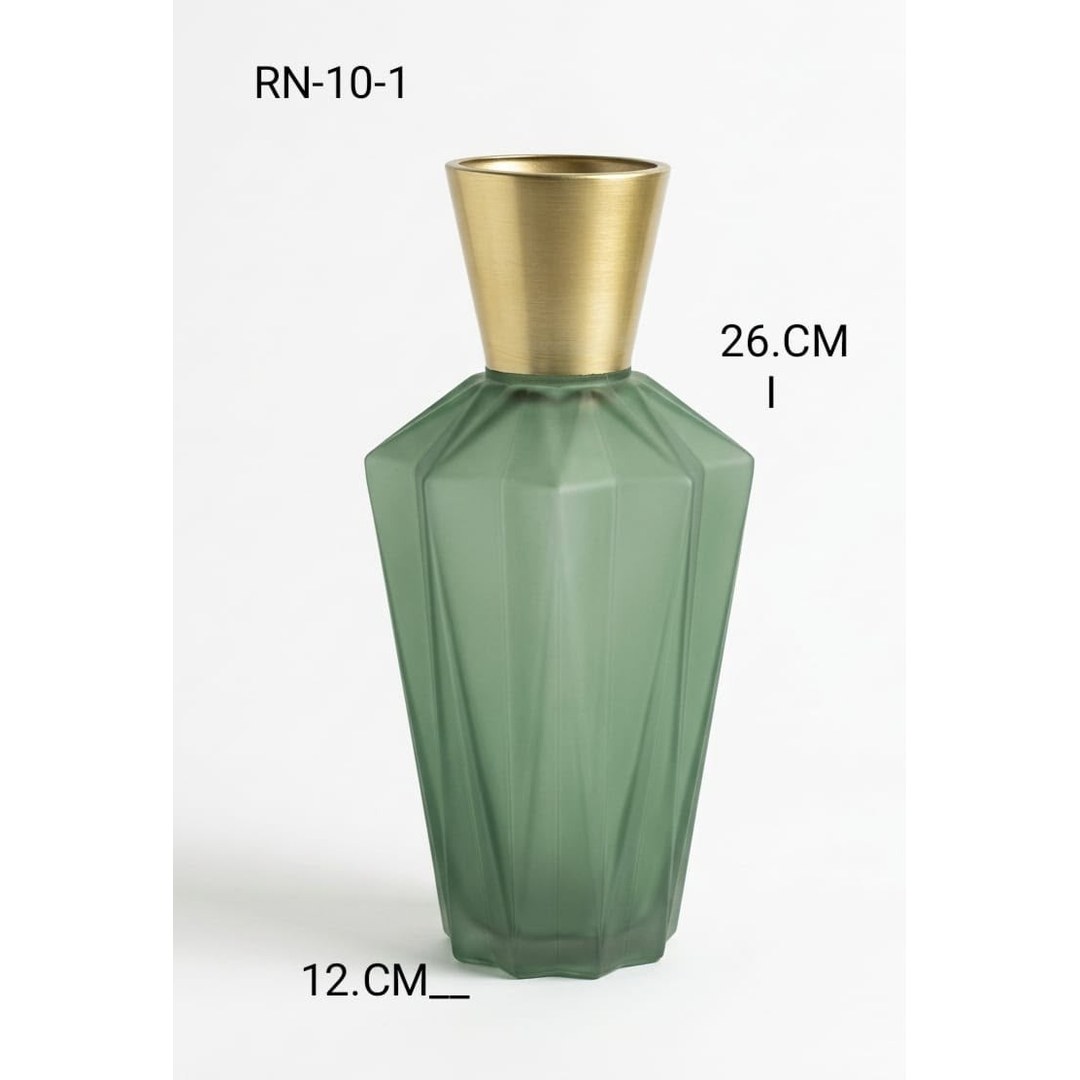 Sage geometric decorative vase styled as a single drawing room accent